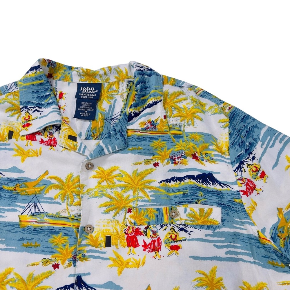 John Blair Menswear‎ Hawaiian Tropical Button Up Short Sleeve Shirt Men's Medium